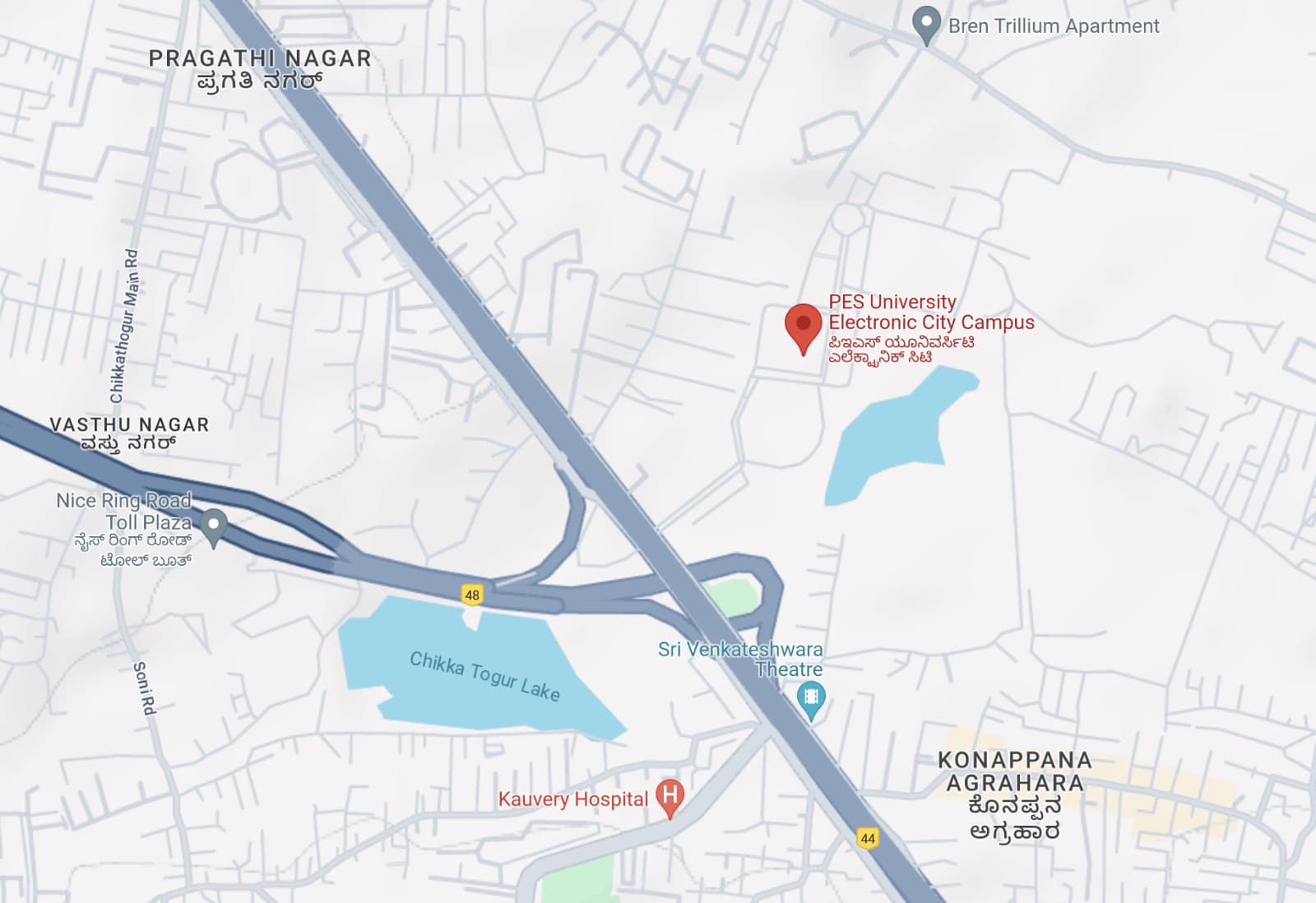 Map location of PESU EC Campus